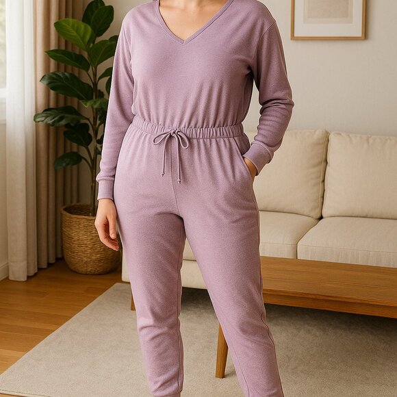 Serra Pants - ✨ Serra Lilac Long-Sleeve Knit Jumpsuit with Waist Tie – ✨